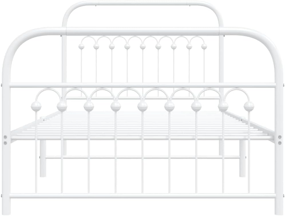 White Steel Twin Bed Frame Modern Rectangular Design 4-Piece Set with Sturdy Structure and Breathable Material for Enhanced Comfort and Durability