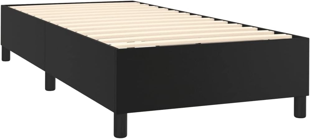 Twin XL Upholstered Bed Frame Black Faux Leather with Cushioned Headboard Stylish and Durable for Bedroom Guest Room or Dorm