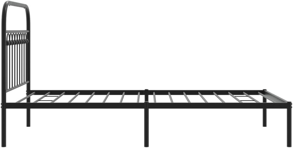 Black Steel Twin Bed Frame with Traditional Headboard, Sturdy Metal Construction for Mattress Support up to 39.4x78.7in, Durable and Elegant Design for Bedroom or Guest Room,