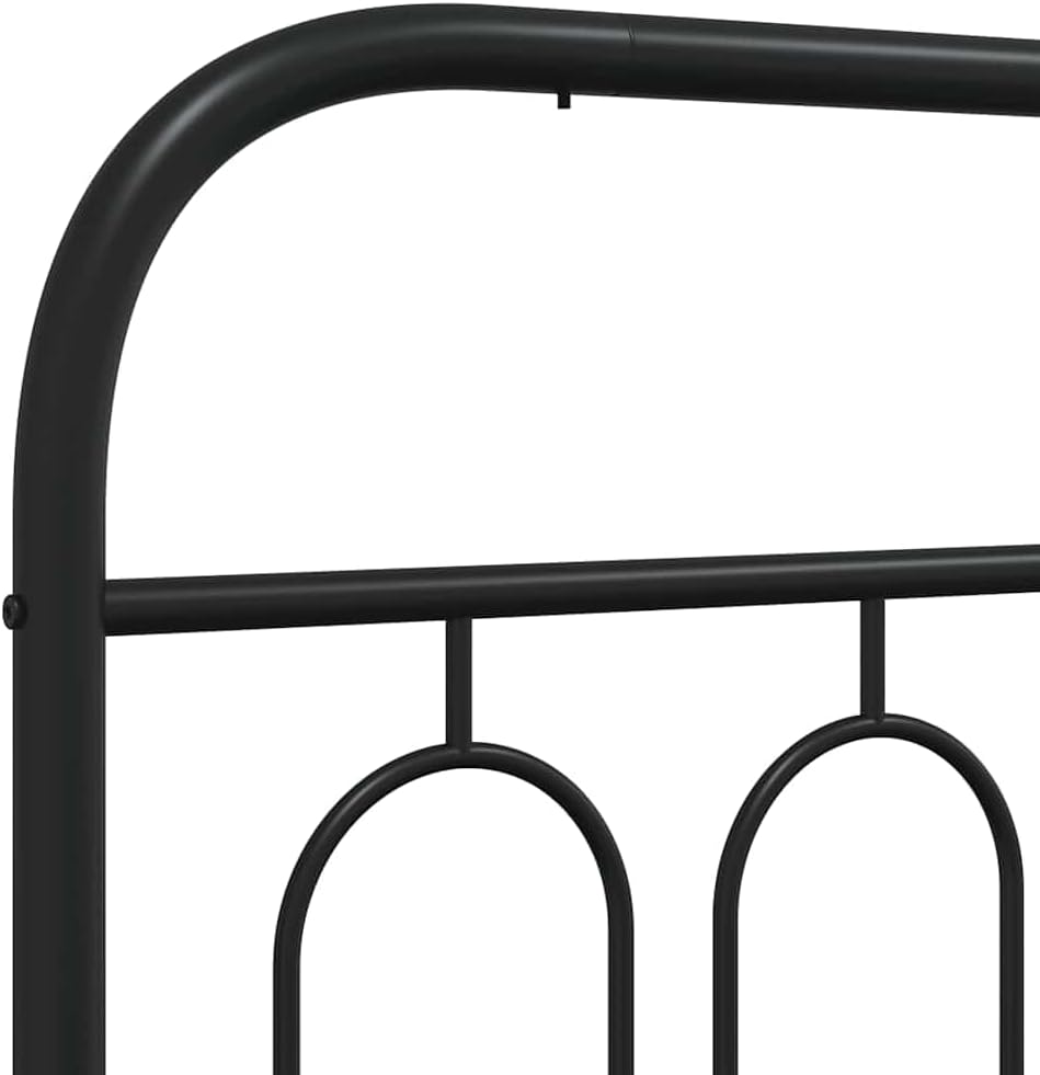 Modern Black Steel King Size Bed Frame 59x79 Inches with Solid Headboard, Sturdy Rectangular Metal Bed Frame for Bedroom, Durable Powder-Coated Finish, Heavy Duty Support up