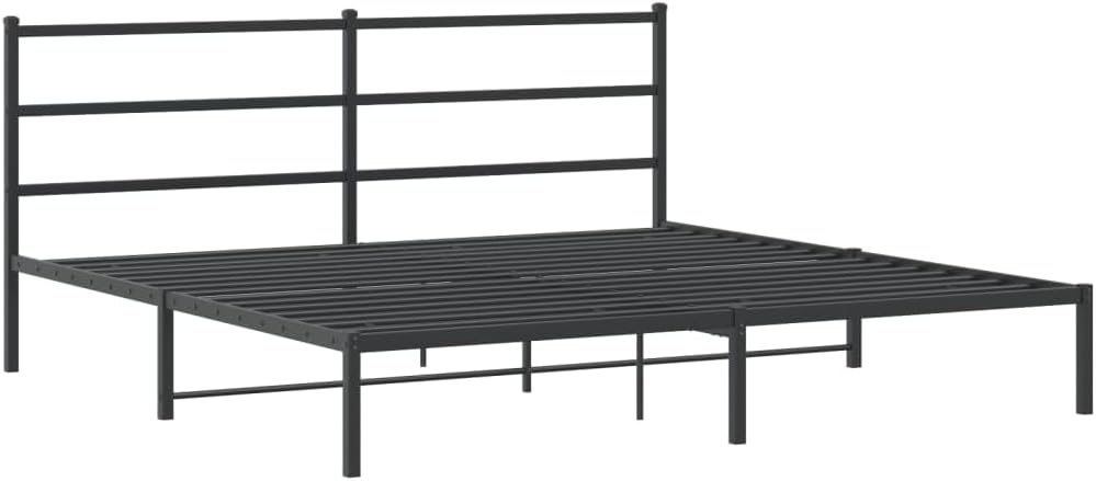 Black Powder-Coated Steel Full Modern Bed Frame with Sleek Headboard, 4-Piece Sturdy Metal Structure for Enhanced Support and Easy Assembly, Durable Design for Bedroom