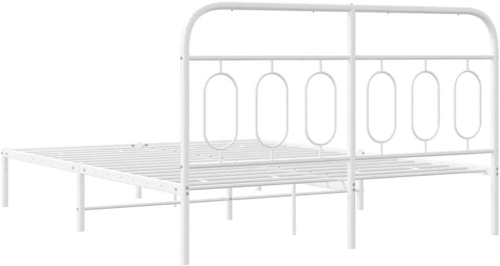 White Steel King Metal Bed Frame Rectangular Modern Design with Under-Bed Storage and Smooth Matte Finish for Bedroom