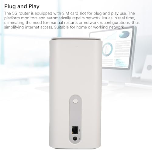 5G CPE Router, 4.67Gbps High Speed Dual Band WiFi 6 Wireless Device with SIM Card, 4 x 4 MIMO, 5G Cellular Router, Dual Band SA NSA for Smart Home, Office, Indoor (US Plug)