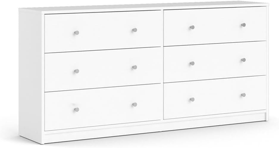 Pemberly Row 3 Piece Modern Wood Dresser and Nightstand Bedroom Set in White