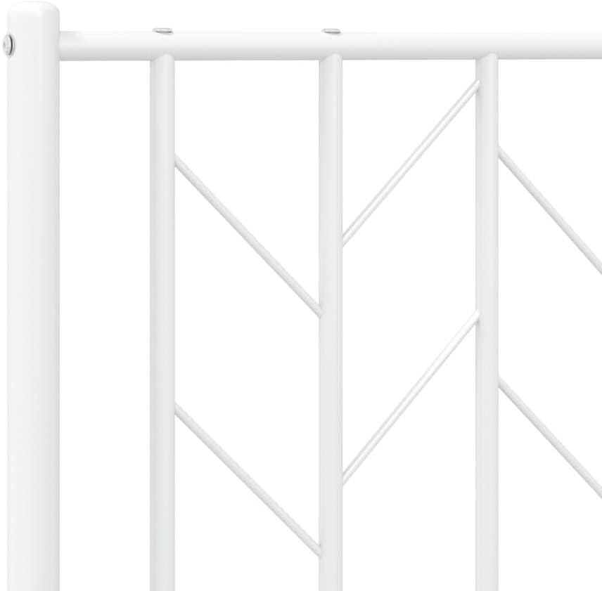 King Size Bed Frame with Headboard 59 x 79 Inches Sturdy Metal Steel Platform Bed Frame Elegant White Powder Coated Finish Easy to Clean Modern Bedroom Furniture for Master or Guest Room