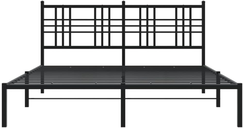Queen Bed Frame with Headboard, Metal Platform Bed Frame 59.1'x78.7' Black Sturdy Steel Construction Underbed Storage Space for Bedroom, Guest Room