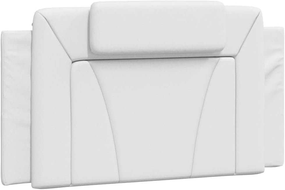 Twin Upholstered Faux Leather Platform Bed Frame with Wavy Headboard 39.4x74.8x29.3 in White Modern Storage Bedroom Furniture for Small Rooms