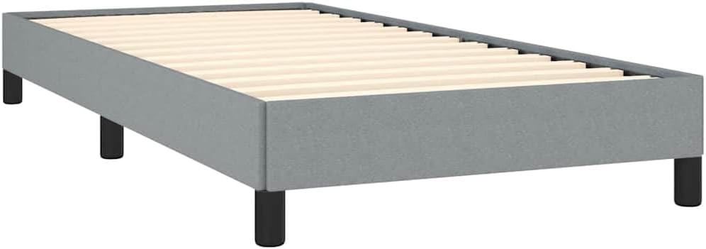 Light Grey Upholstered Twin XL Platform Bed Frame with Breathable Polyester Fabric and Sturdy Wood Construction for Modern Bedroom Guest Room or Dorm