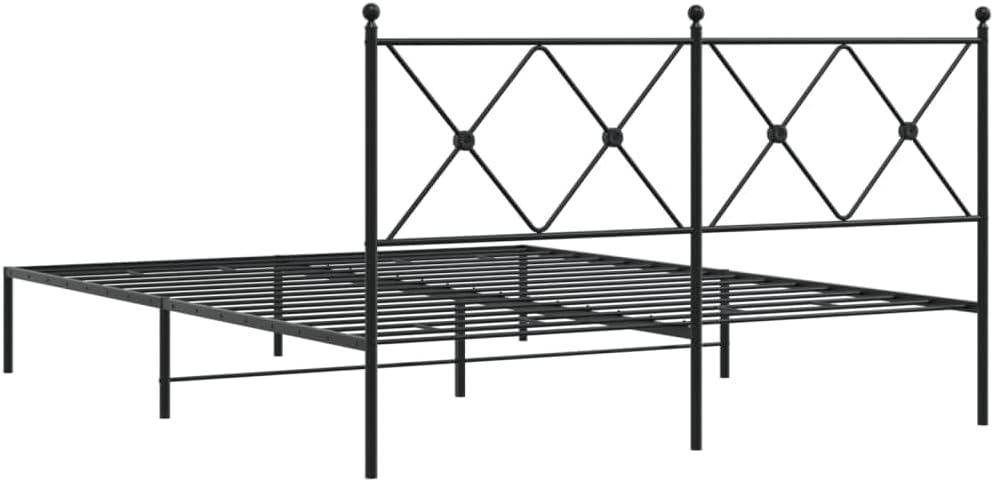 Metal Bed Frame with Headboard Black Queen Size 59.1'x78.7' Steel Platform Bed Frame Heavy Duty Support Underbed Storage Space for Bedroom Furniture