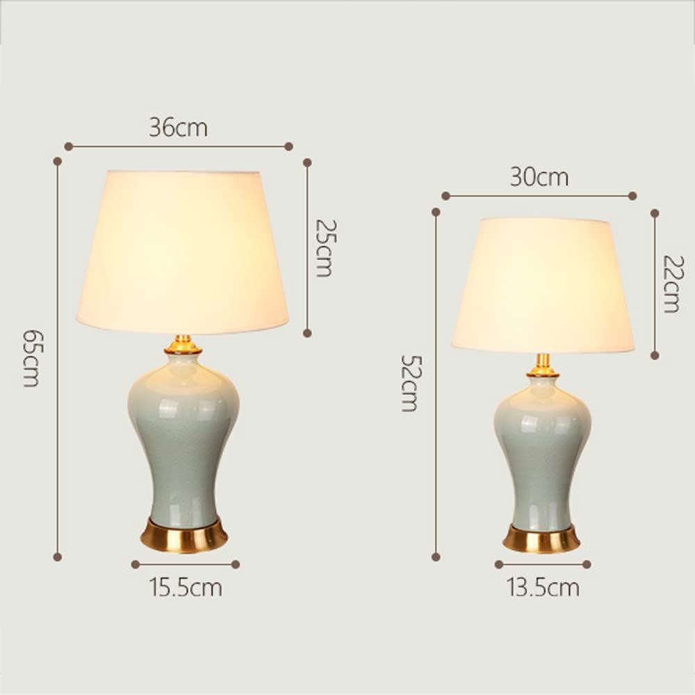 French Country Ceramic Table Lamp Bedside Desk Nightstand Lamp with Fabric Shade Vintage Vase Reading Lamp for Bedroom Living Room Office College Bookcase