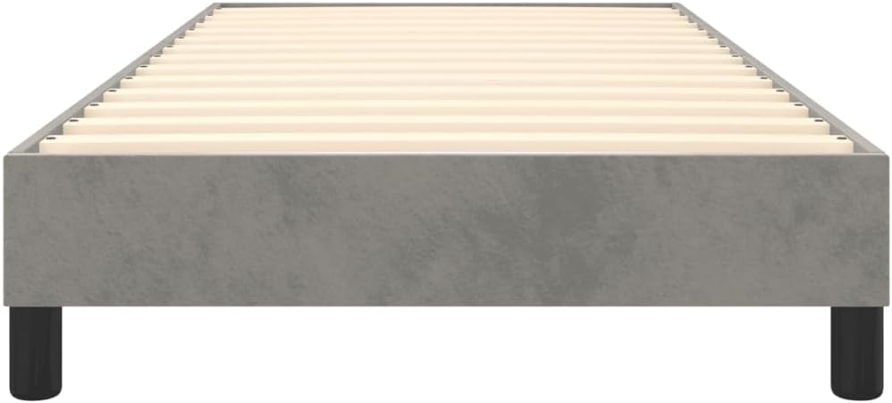 Twin XL Bed Frame Light Gray Velvet Upholstered Platform Bed Frame Modern Minimalist Design for Bedroom Sturdy Construction
