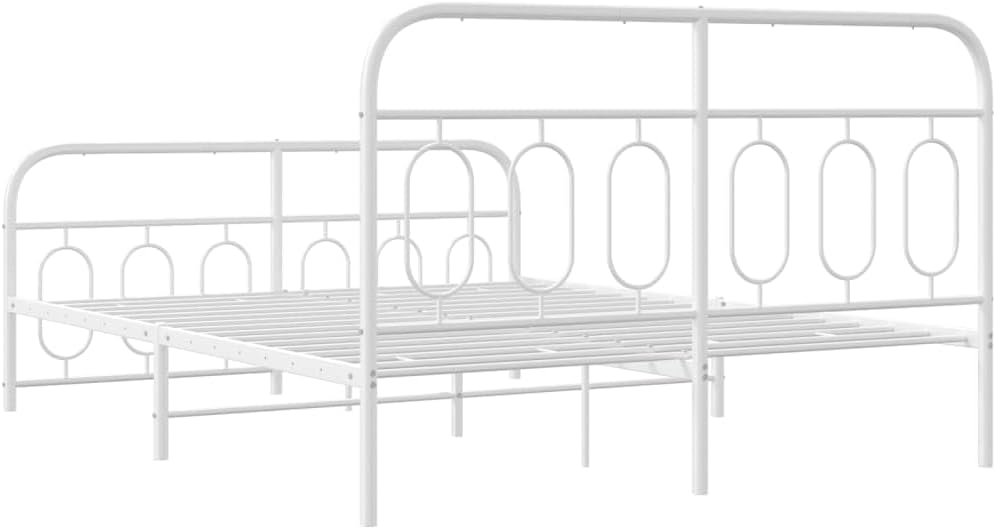 White King Size Metal Bed Frame Modern Platform Design with Sturdy Steel Construction and Ample Storage Space for Bedroom