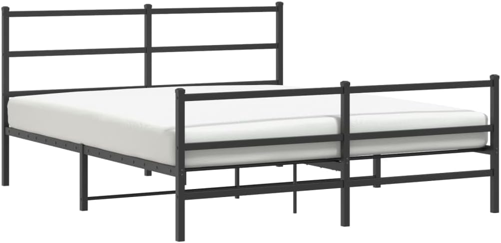 Metal Bed Frame with Footboard Black 59.1'x78.7' Steel Platform Bed Frame Heavy Duty Queen Twin Size Underbed Storage Space for Bedroom Furniture