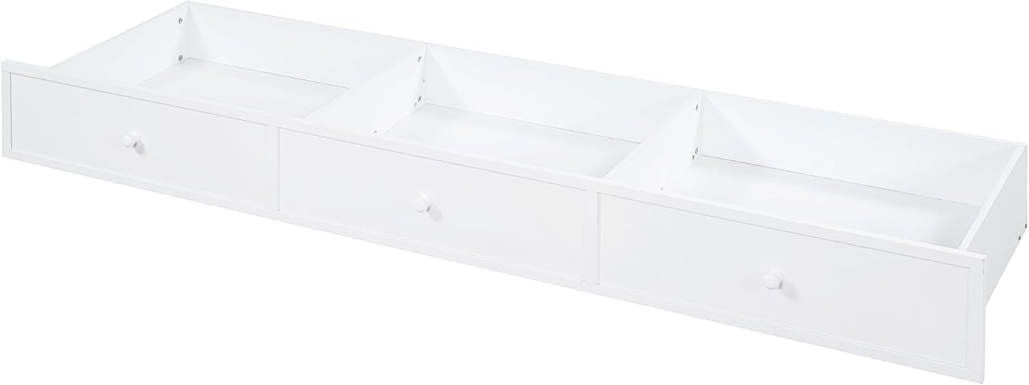 Full Size Daybed with Storage Shelves and Study Desk, Wooden Daybed Sofa Bed Frame with 3 Drawers and USB Ports for Office Living Room Bedroom, Maximize Space (White-22U)