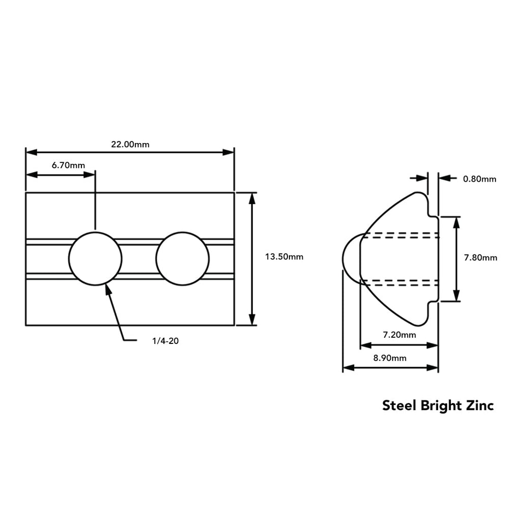 13037, 15 40 Series 1/4-20 Self Aligning Roll in T-Nut with Ball Spring Steel (1500 Pack)