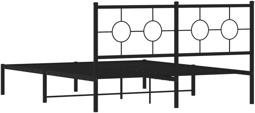 Queen Metal Bed Frame with Headboard Steel Platform Bed Frame Black 59.1'x78.7' Underbed Storage Space Sturdy Bedframe for Bedroom Furniture