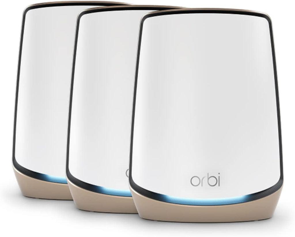 NETGEAR Orbi Tri-Band WiFi 6 Mesh Network System (RBK863S) – Router + 2 Satellite Extenders, Security Features, Up to 6Gbps, Up to 8,000 sq.ft., 100 Devices, 10 Gig Internet Port, Armor Subscription