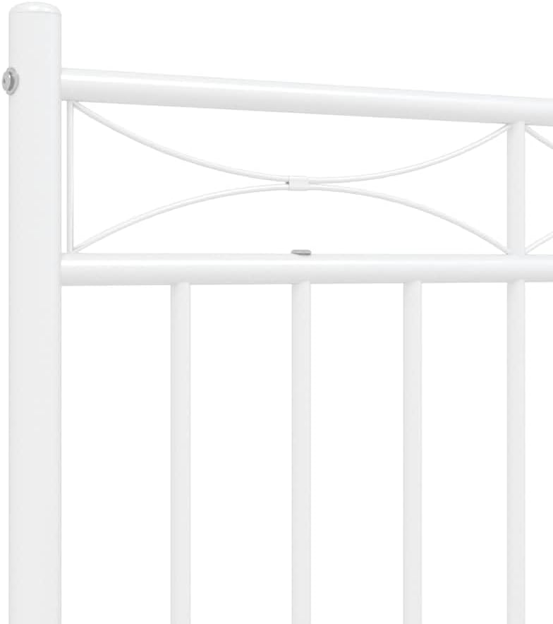 King Size Bed Frame White Powder-Coated Steel, 4-Piece Sturdy Metal Platform with Open Base for Underbed Storage and Easy Assembly, Timeless Design for Bedroom, Durable