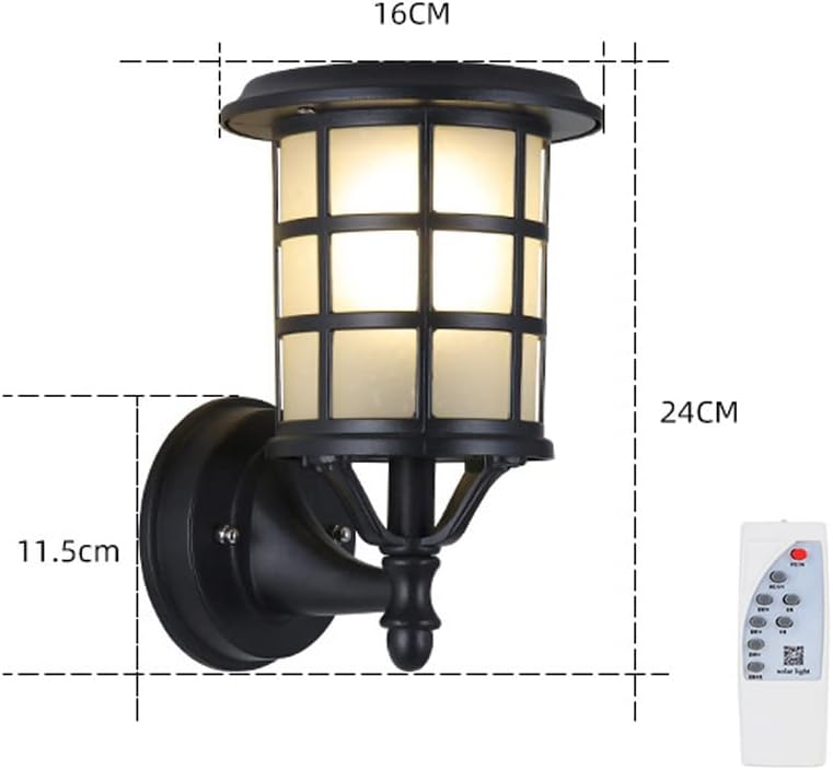 Solar Outdoor Wall Lantern Victoria Outside Porch Light, Exterior Wall Sconce with Remote Control, IP65 Waterproof Wall Mounted Lamps for House Garage Garden