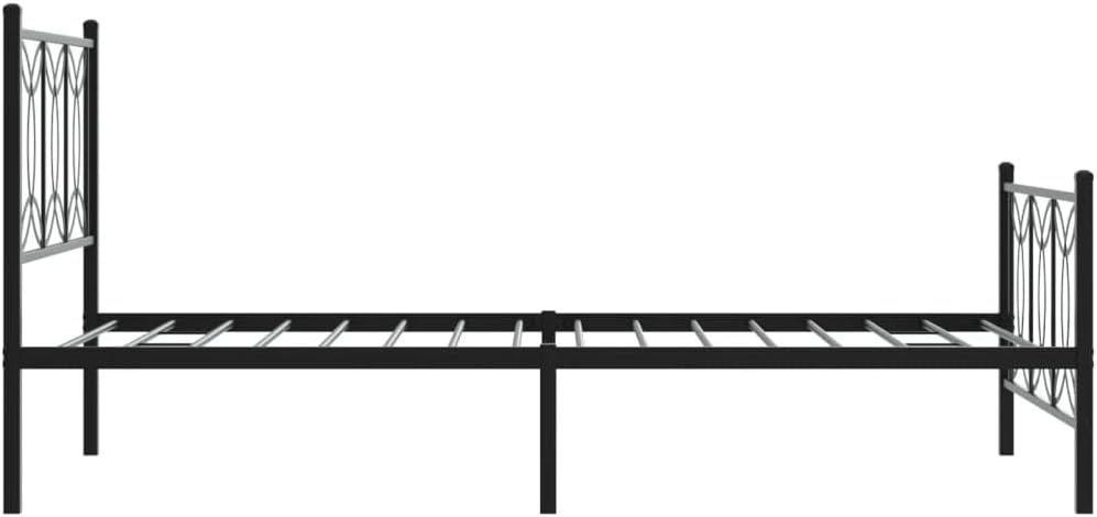 Steel Twin Bed Frame Black Modern Rectangular Sturdy Construction with Under-Bed Storage Space for Adult Bedroom Furniture Guest Room Use