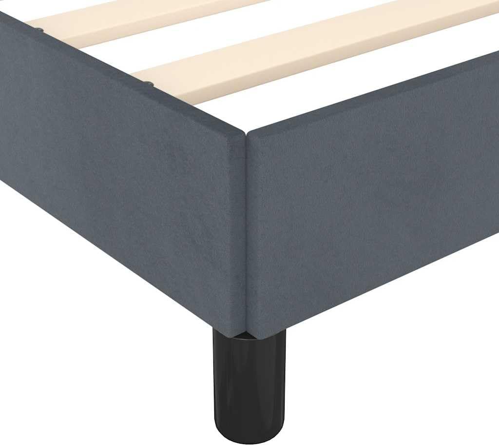 Dark Gray Velvet Twin XL Bed Frame with Plywood and Engineered Wood, Breathable Material and Matte Finish for Modern Bedroom, Rectangular Shape with Square Legs for Easy