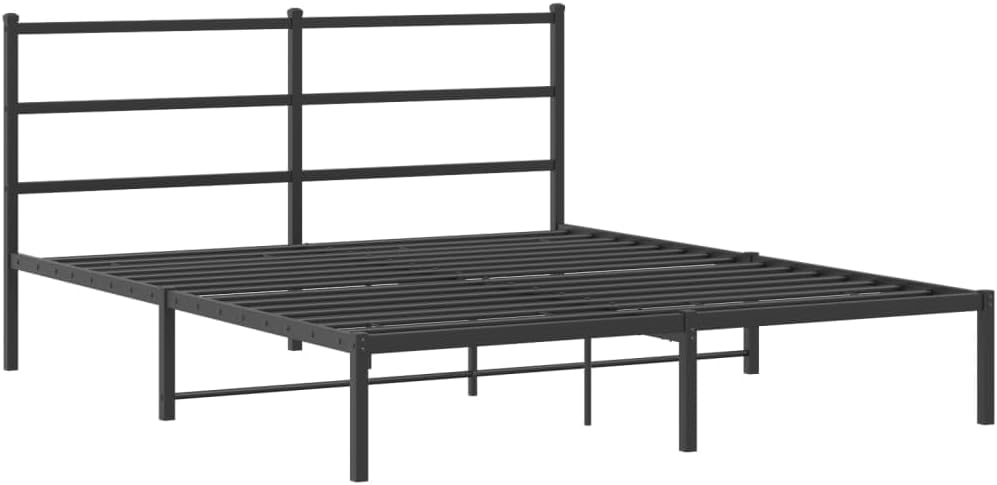 Metal Queen Bed Frame with Headboard Black 59.1'x78.7' Steel Platform Bed Frame Heavy Duty Bedframe with Underbed Storage Space for Bedroom Furniture
