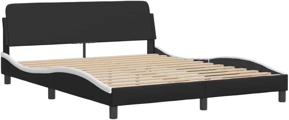 Queen Size Upholstered Platform Bed Frame Black with Headboard Modern Design for Bedroom Comfortable and Durable 61.8 x 85.8 x 29.3 Inches