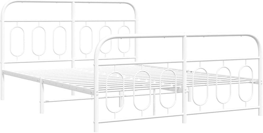 White King Size Metal Bed Frame with Platform Storage, Modern Rectangular Steel Frame for Bedroom, Durable Sturdy Construction and Easy Assembly, Smooth Matte Finish