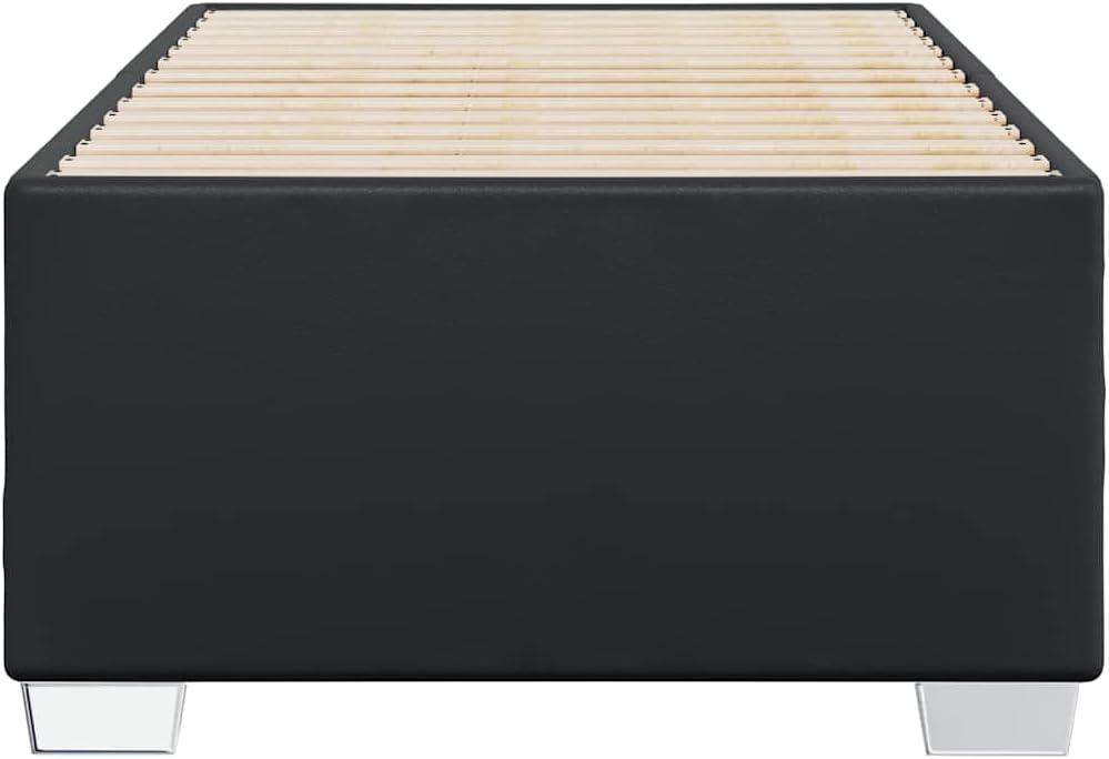 Black Faux Leather Twin Bed Frame with Engineered Wood Modern Platform Design for Stable Support and Easy Maintenance