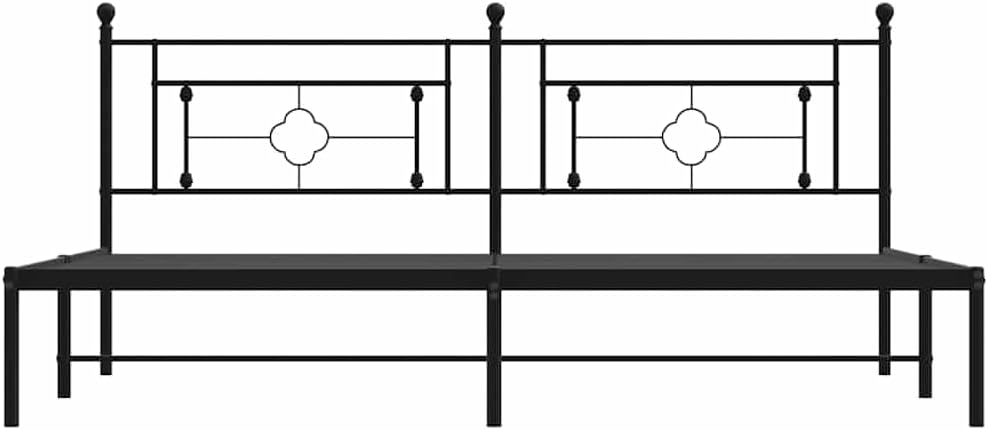 Metal Bed Frame with Headboard King Size Black Steel Platform Bed Frame with Underbed Storage Space for Bedroom Furniture