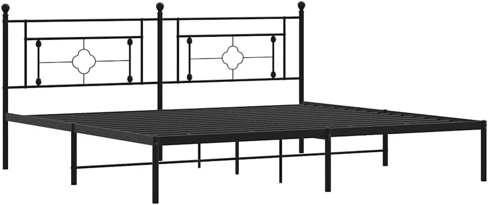 Metal Bed Frame with Headboard King Size Black Steel Platform Bed Frame with Underbed Storage Space for Bedroom Furniture
