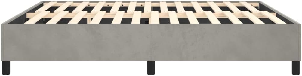 Light Gray Velvet Upholstered California King Platform Bed Frame with Sturdy Engineered Wood and Modern Square Legs for Luxurious Bedroom Furniture