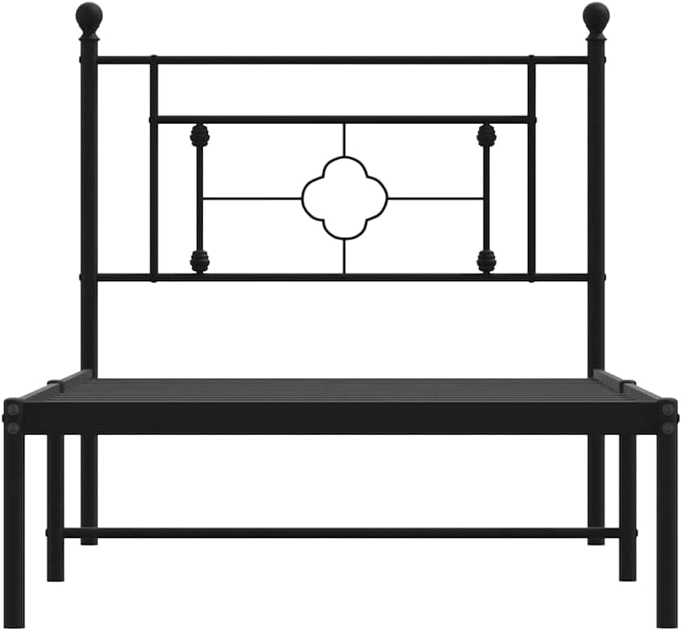 Twin Bed Frame Black Powder-Coated Steel Rectangular with Ample Underbed Storage Space, Modern Durable Metal Frame for Bedroom Furniture in Twin Size