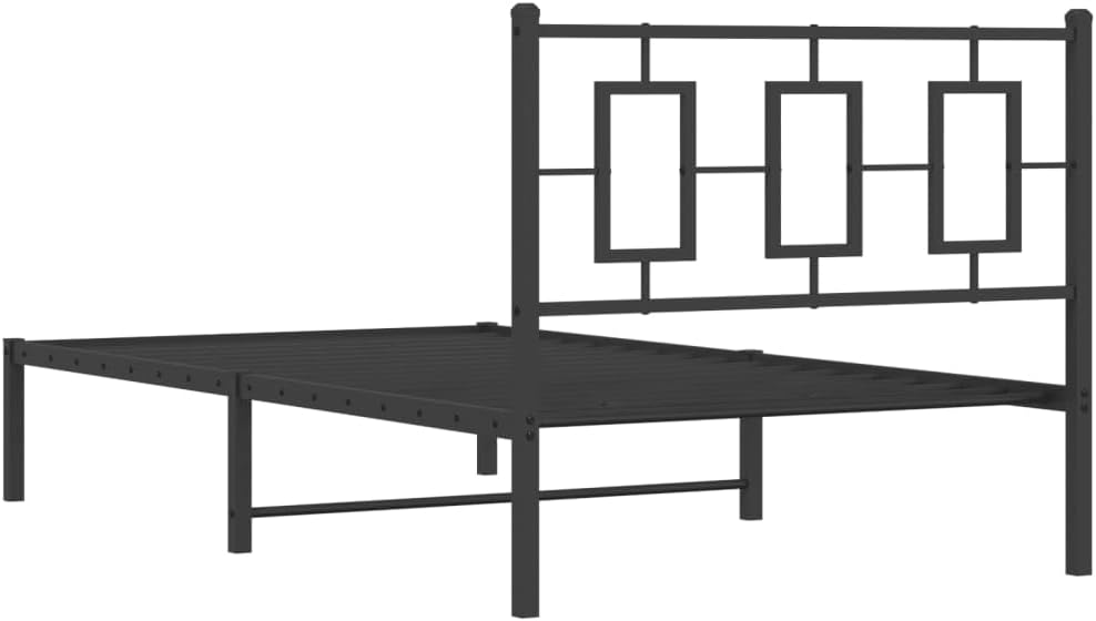 Metal Bed Frame with Headboard Black 39.4'x78.7' Queen Platform Bed Frame Steel Construction Underbed Storage Space for Bedroom Guest Room