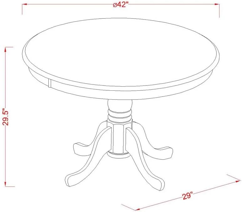 East West Furniture HLDA5-MAH-23 5 Piece Dining Table Set Includes a Round Kitchen Table with Pedestal and 4 Polyester Fabric Upholstered Parson Chairs, 42x42 Inch, Mahogany