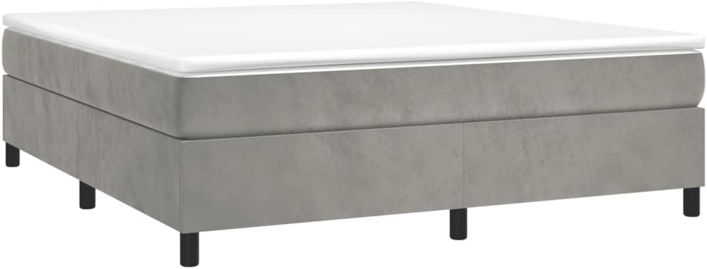 Light Gray Velvet Upholstered California King Platform Bed Frame with Sturdy Engineered Wood and Modern Square Legs for Luxurious Bedroom Furniture