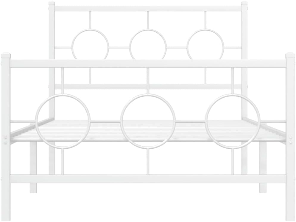 Twin Bed Frame White Metal Steel Industrial Platform Bed with Underbed Storage Space Minimalist Design for Modern Bedroom Guest Room