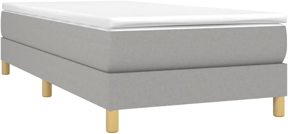 Light Gray Twin XL Upholstered Bed Frame with Sturdy Wood Legs, Platform Style Polyester Fabric Modern Bed Frame for Bedroom