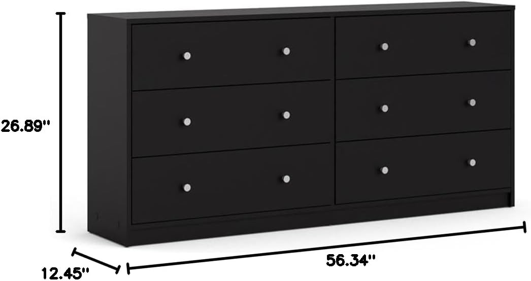 Pemberly Row 3PC Engineered Wood Dresser and Nightstands Bedroom Set in Black