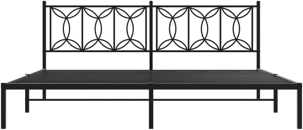 Metal Bed Frame with Headboard Black King Size 76'x79.9' Steel Platform Bed Frame Sturdy Durable Underbed Storage Space for Bedroom Furniture