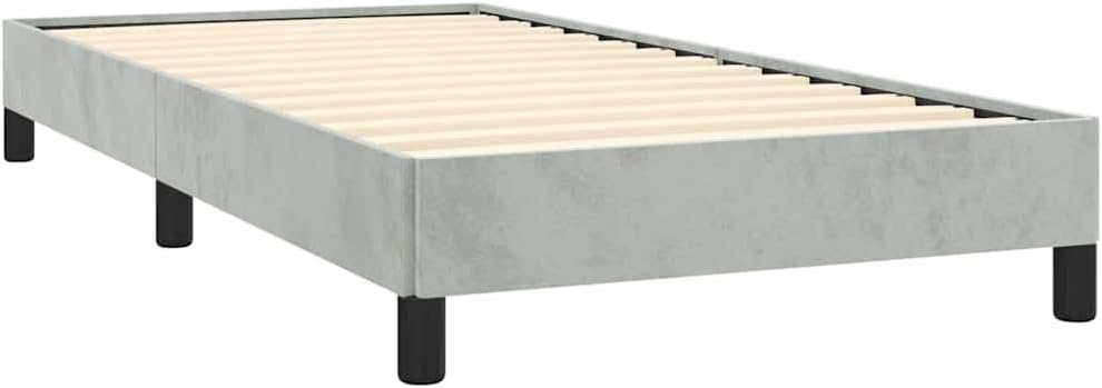 Light Gray Velvet Twin Bed Frame with Breathable Fabric Upholstered Platform Design Sturdy Engineered Wood Structure for Modern Bedroom Decor