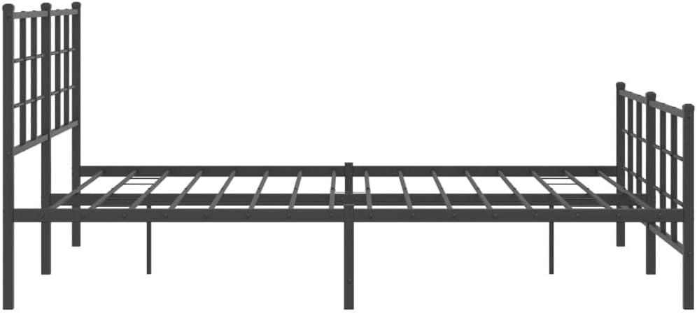 Metal Bed Frame Queen Size with Footboard Black 59.1x78.7 Inches Sturdy Steel Platform Bed Frame with Underbed Storage Space for Bedroom