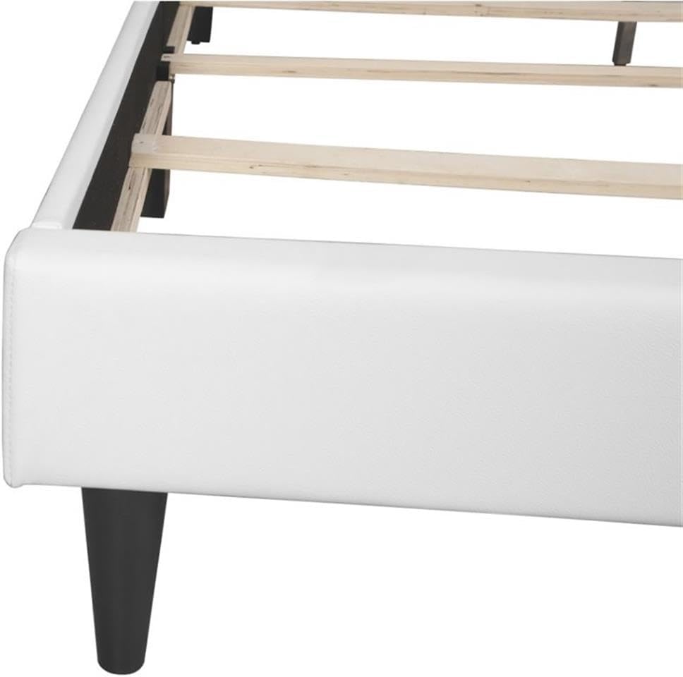 Glory Furniture Deb Faux Leather Upholstered Full Bed in White