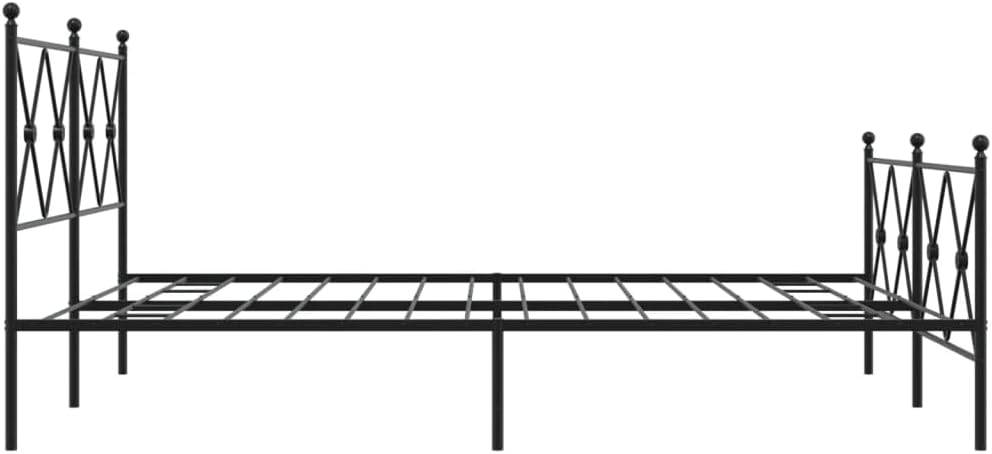 King Size Metal Bed Frame with Headboard and Footboard, Sturdy Steel Construction, Black Powder Coated Finish, Underbed Storage Space, Easy Assembly, Traditional Rectangular