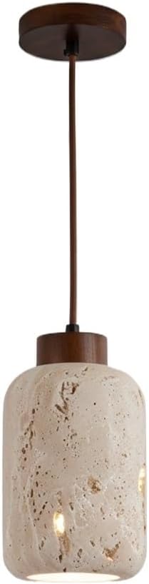 Lámpara Colgante Piedra Travertino Natural Pantalla Tipo ARO Luminaria Techo Luz Suspendida Chandelier para Cocina Isla Barra Recámara Entrada Iluminación Interior