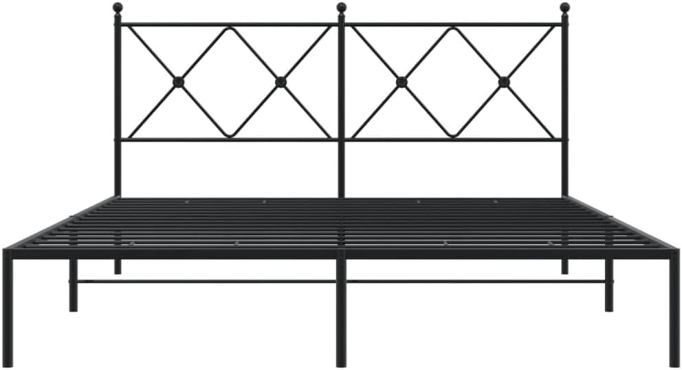 Metal Bed Frame with Headboard Black Queen Size 59.1'x78.7' Steel Platform Bed Frame Heavy Duty Support Underbed Storage Space for Bedroom Furniture