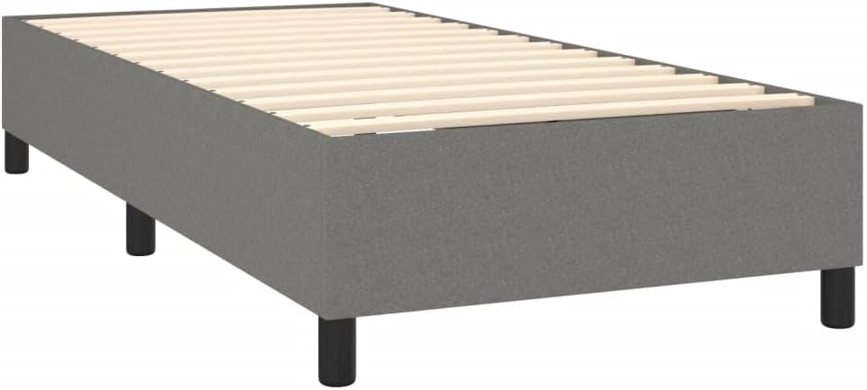 Twin Bed Frame with Platform Base Dark Gray Fabric Bedframe No Mattress Needed Sturdy Structure for Bedroom Furniture