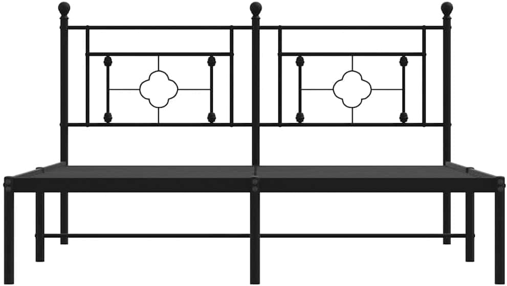 Queen Metal Bed Frame with Headboard Black 59.1'x78.7' Sturdy Steel Platform Bed Frame for Bedroom, Underbed Storage Space, No Mattress Needed