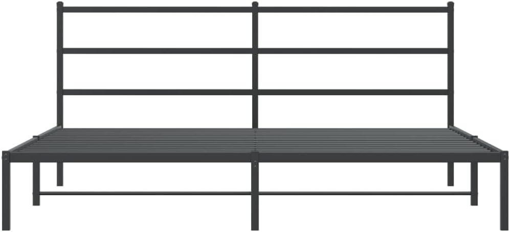 Black Powder-Coated Steel Full Modern Bed Frame with Sleek Headboard, 4-Piece Sturdy Metal Structure for Enhanced Support and Easy Assembly, Durable Design for Bedroom