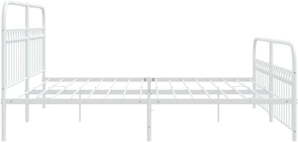 White Steel Bed Frame 76 x 80 Inches with Ample Storage, Breathable Material for Enhanced Airflow, Sturdy Metal Construction and Freestanding Design